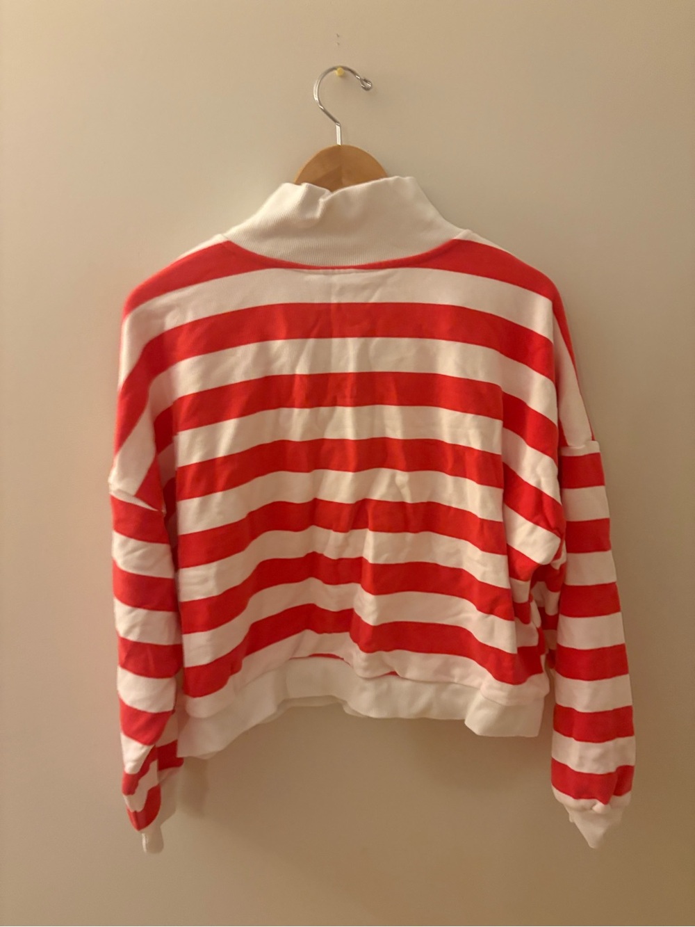 JoyLab Red and White Striped Half-Zip Pullover - Picture 2 of 3